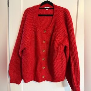 Reitmans Red Button-Up Sweater